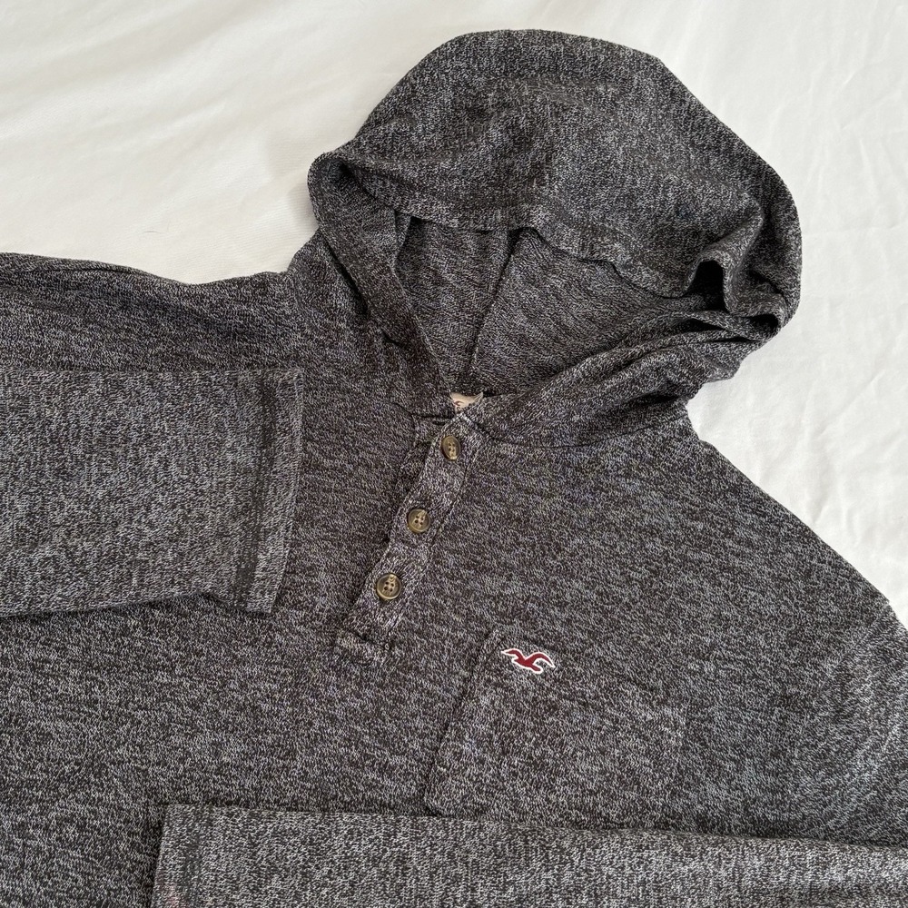 Y2K HOLLISTER‎ Men's M Lightweight Hoodie Blue Pullover Hooded Tee Logo Mallcore